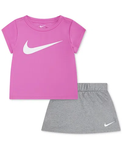 NIKE LITTLE GIRLS 2-PC. DRI-FIT LOGO TEE & SCOOTER SET