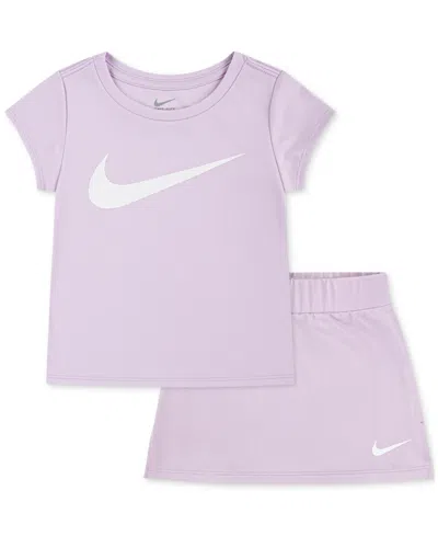 Nike Kids' Little Girls 2-pc. Dri-fit Logo Tee & Scooter Set