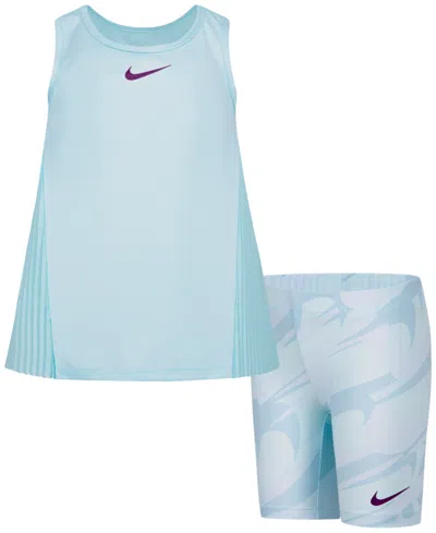 Nike Kids' Little Girls 2-pc. Prep In Your Step Shorts & Top Set In Gglacier