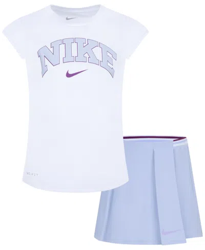 Nike Kids' Little Girls 2-pc. Prep In Your Step Skort & Top Set In Uwlight A