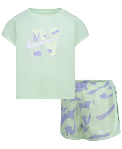 Nike Kids' Little Girls 2-pc. Prep In Your Step Tee & Tempo Shorts Set In Phydrang