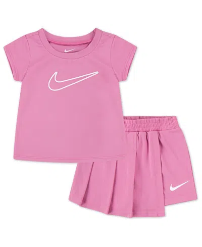 Nike Kids' Little Girls 2-piece All Day Play Skort Set In Magic Flamingo