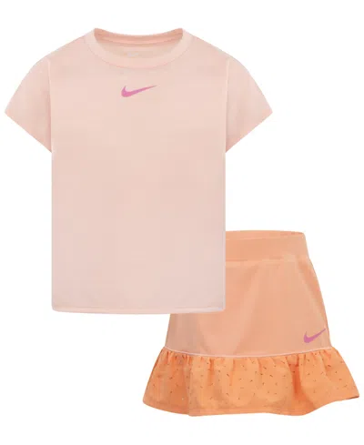 Nike Kids' Little Girls 2-piece Sunny Swoosh Scooter Set In Apricot Agate