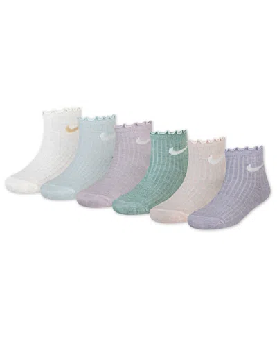 Nike Kids' Little Girls 6-pack Lettuce Ankle Socks In Multi