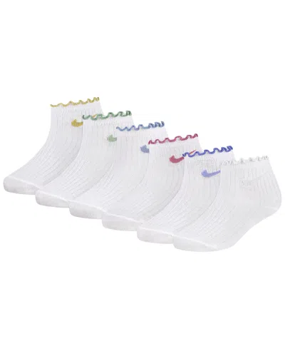 Nike Kids' Little Girls 6-pack Lettuce Ankle Socks In White