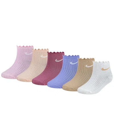 Nike Kids' Little Girls 6-pack Lettuce Ankle Socks In Multi