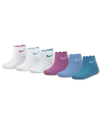 Nike Kids' Little Girls 6-pack Lettuce Ankle Socks In Multi