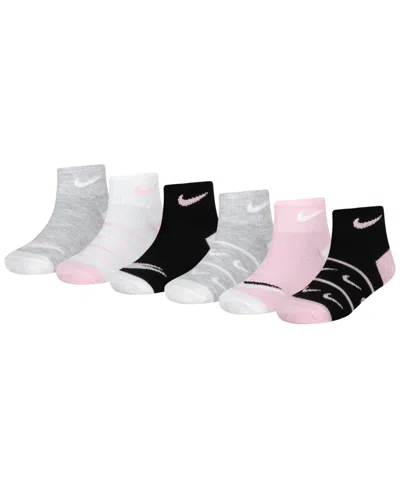 Nike Kids' Little Girls Ankle Socks, 6 Pack In Gray,white,black,pink