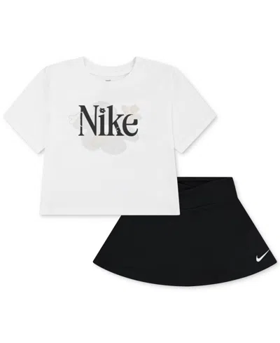 Nike Kids' Little Girls Dri-fit Wild Flower T-shirt & Scooter, 2 Piece Set
