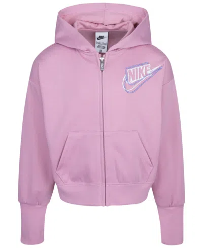Nike Kids' Little Girls Full-zip Hoodie Sweatshirt In Elemental Pink
