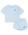 Nike Little Girls Let's Roll Towel Terry T-shirt & Shorts, 2 Piece Set