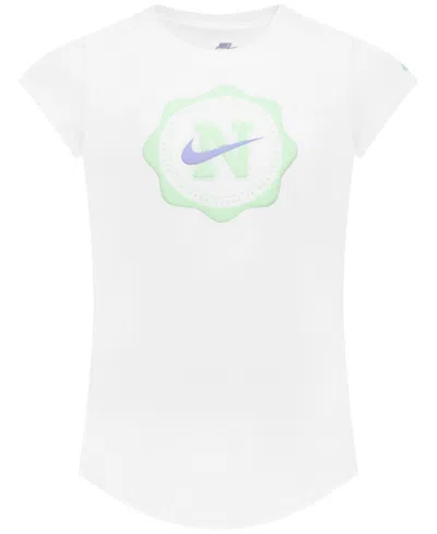 Nike Kids' Little Girls Prep In Your Step Logo Graphic T-shirt In White