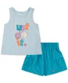 Nike Little Girls Sunny Swoosh Tank Top & Shorts, 2 Piece Set