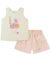 Nike Little Girls Sunny Swoosh Tank Top & Shorts, 2 Piece Set