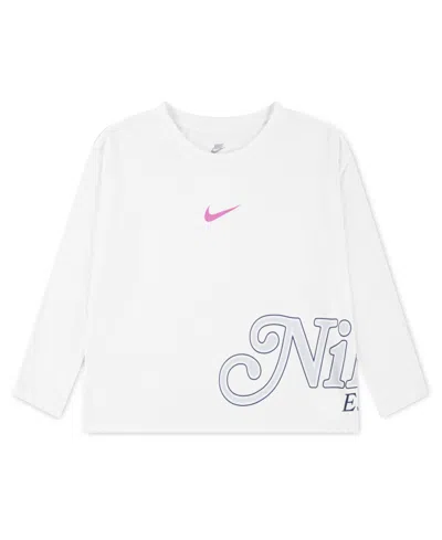 Nike Kids' Little Girls Varsity Prep Long Sleeve Top In Gray