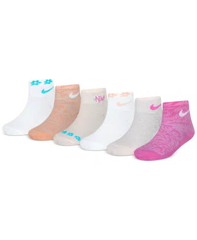 Nike Kids' Little Girls Wild Flower Ankle Socks, 6 Pack