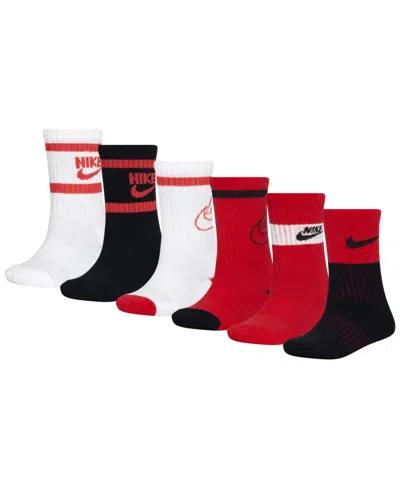 Nike Little Kids 6-pack Retro Crew Socks In University Red