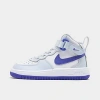 Nike Little Kids' Air Force 1 Mid Easyon Stretch Lace Casual Shoes (8c-13c) In Football Grey/persian Violet/white