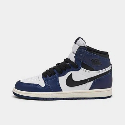 Nike Jordan Little Kids' Air Retro 1 High Og Casual Shoes In Midnight Navy/black/white/sail