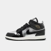 Nike Jordan Little Kids' Air Retro 1 Mid Se Casual Shoes In Black/metallic Silver/sail/metallic Gold