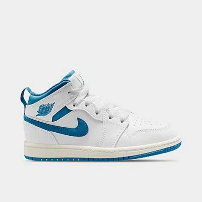 Nike Little Kids' Air Jordan Retro 1 Mid Se Casual Shoes In White/industrial Blue/sail