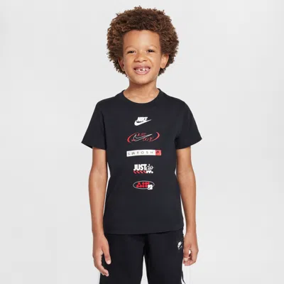 Nike Little Kids' Brandmark Stack T-shirt In Black