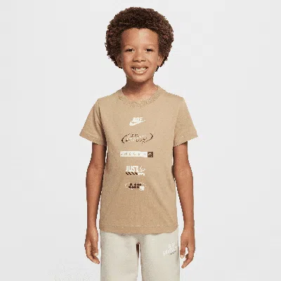 Nike Little Kids' Brandmark Stack T-shirt In Brown