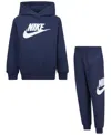 Nike Little Boys Club Fleece 2-pc. Logo Hoodie & Sweatpants Set In Midnight Navy