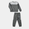 Nike Little Kids' Colorblock Futura Crewneck Sweatshirt And Jogger Pants Set In Smoke Grey