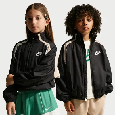 Nike Little Kids' Colorblocked Hoodless Jacket In Gray
