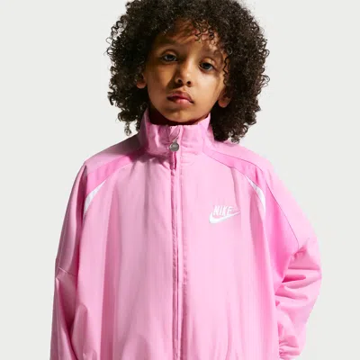 Nike Little Kids' Colorblocked Hoodless Jacket In Pink