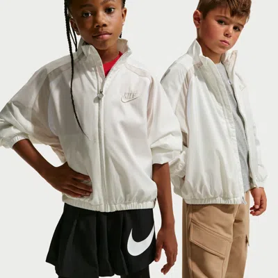 Nike Little Kids' Colorblocked Hoodless Jacket In White