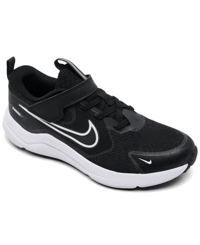 Nike Little Kids Cosmic Runner Fastening Strap Running Sneakers From Finish Line In Black,white