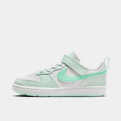 Nike Little Kids' Court Borough Low Recraft Stretch Lace Casual Shoes In White/barely Green/mint Foam