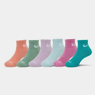 Nike Little Kids' Dri-fit Ankle Socks (6-pack) Size 5-7 Cotton/nylon/polyester In Multi