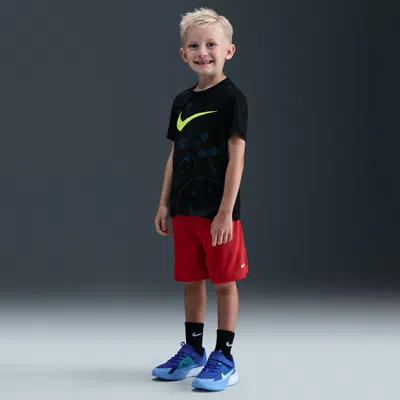 Nike Little Kids' Dri-fit Multi Mesh Shorts In Red