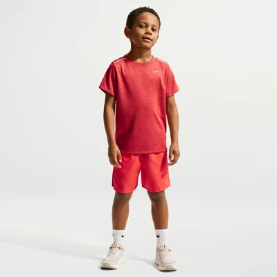 Nike Little Kids' Dri-fit Miler Top And Shorts Set In Red