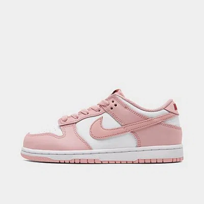 Nike Little Kids' Dunk Low Casual Shoes In White/pomegranate/pink Glaze