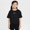 Nike Sportswear Kids' Essential Boxy Embroidered Swoosh T-shirt In Black