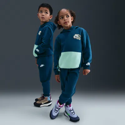 Nike Little Kids' Fleece Pullover Hoodie And Jogger Pants Set In Blue