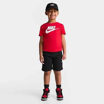 Nike Little Kids' Futura Tape T-shirt And Cargo Shorts Set In University Red/black