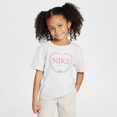 Nike Little Kids' Game, Swoosh, Match Boxy T-shirt In Grey