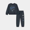 Nike Little Kids Globe Crewneck Sweatshirt And Jogger Pants Set In Blue