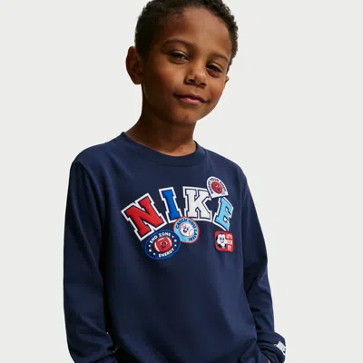 Nike Little Kids' Graphic Long-sleeve T-shirt In Blue