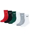 Nike Little Kids Holiday Crew Socks, 6-pack In University Red