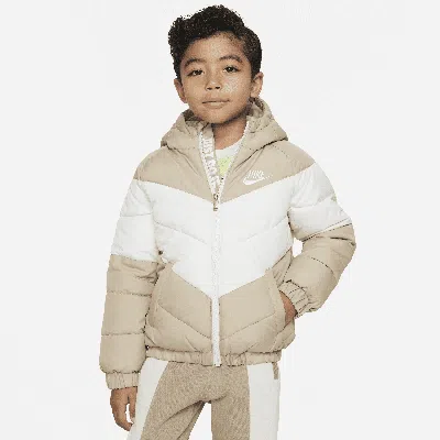 Nike Little Kids' Hooded Chevron Puffer Jacket In Brown