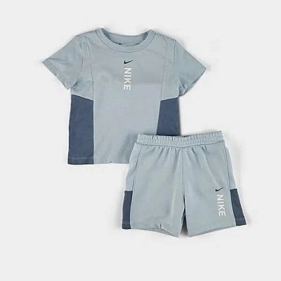 Nike Little Kids' Hybrid T-shirt And Shorts Set In Light Armory Blue