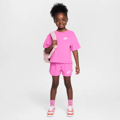 Nike Little Kids' "let's Roll" 2-piece Towel Terry Set In Pink