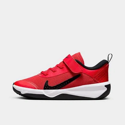 Nike Little Kids' Omni Multi-court Stretch Lace Casual Shoes In University Red/black/white