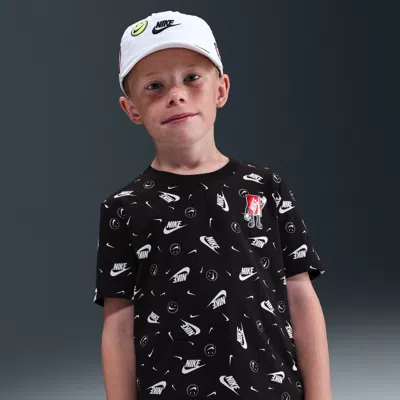 Nike Little Kids' Printed Boxy T-shirt In Black